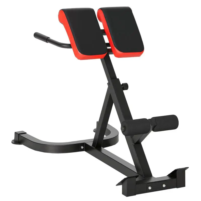 5-Level Adjustable Weight Bench, Roman Chair with High-Density Foam Rollers, 112 x 62 x 88 cm, Black and Red