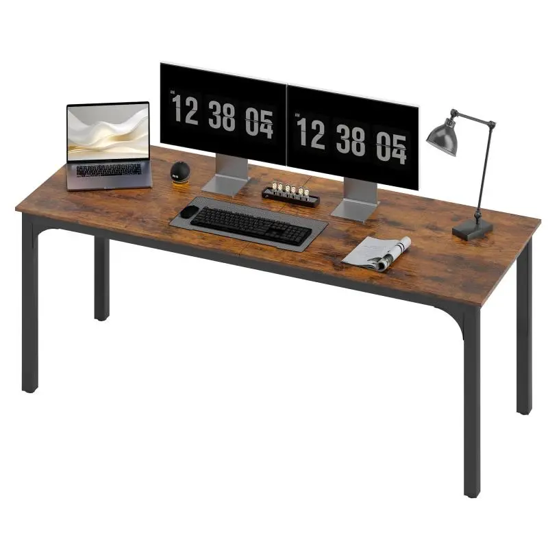 Desk, computer desk, rustic design, spacious, particleboard, brown