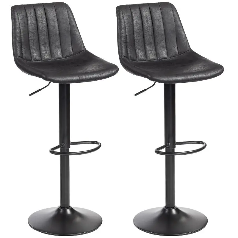 Set of 2 retro-style bar stools, incl. footrest, height-adjustable, gas lift