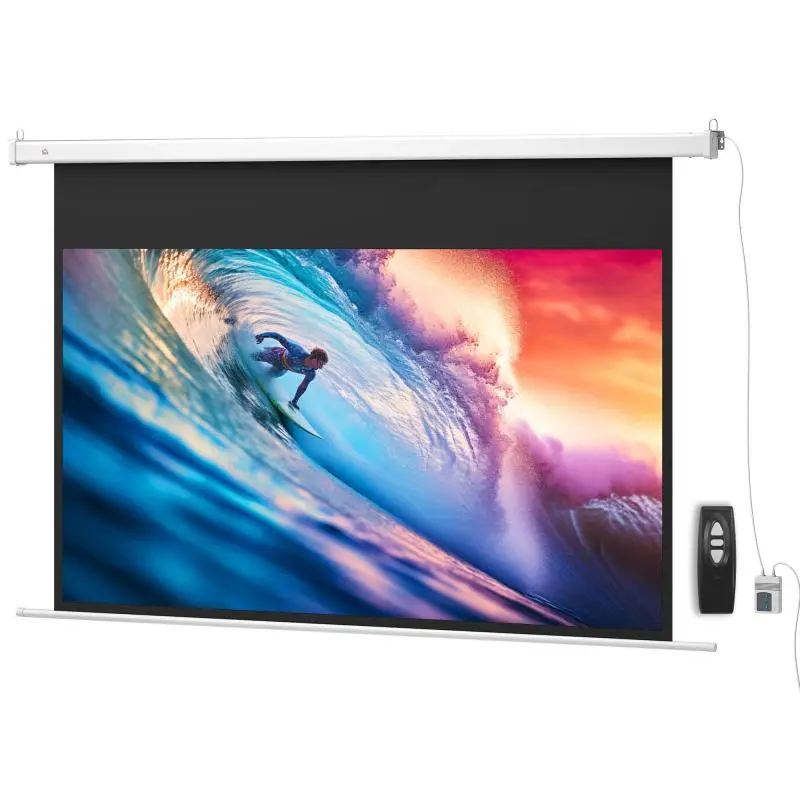 Electric Projector Screen 212 x 150 cm (120-inch, 16:9, HD/4K) with Remote Control, White