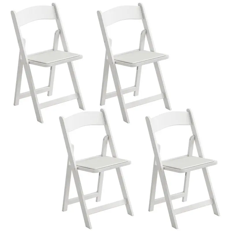 Set of 4 resin and PU folding chairs, portable indoor/outdoor folding chairs, 45x44x78cm, white