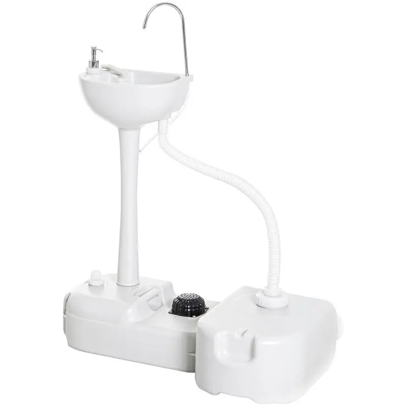 Portable Camping Sink with 2 Wheels, 17L Water Tank, and 2.5L Soap Tank, 83x50x103cm