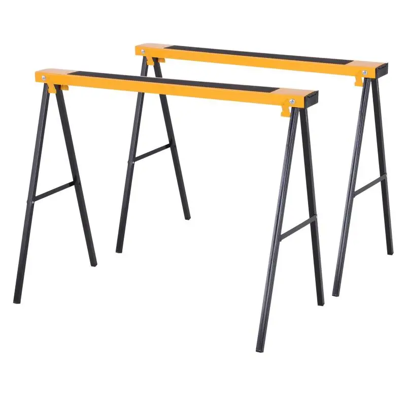 2-Piece Set of Foldable, Portable Sawhorses, Non-Slip Rubber Work Surface, Max. Load 250 kg