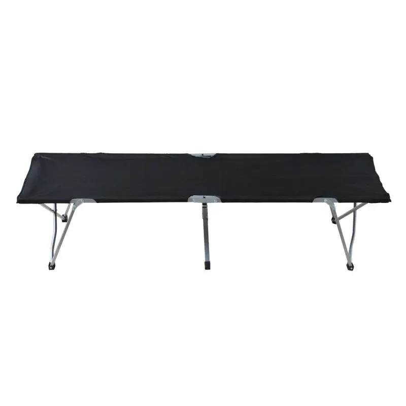 Foldable Camping Cot (600D Oxford Fabric with Metal Frame, 136 kg Load Capacity) – Black, 193x64x40 cm – Ideal for Beach and Hiking