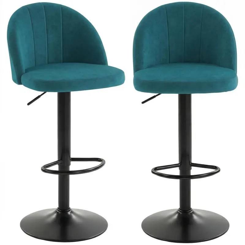 2 in 1 Set Modern Swivel Barstools Bar Stools with Footrest, Blue