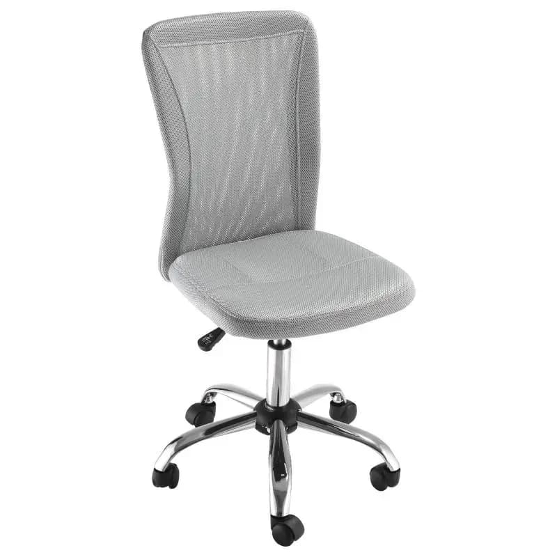 Ergonomic Armless Mesh Office Chair, Height-Adjustable with 5 Wheels, Grey