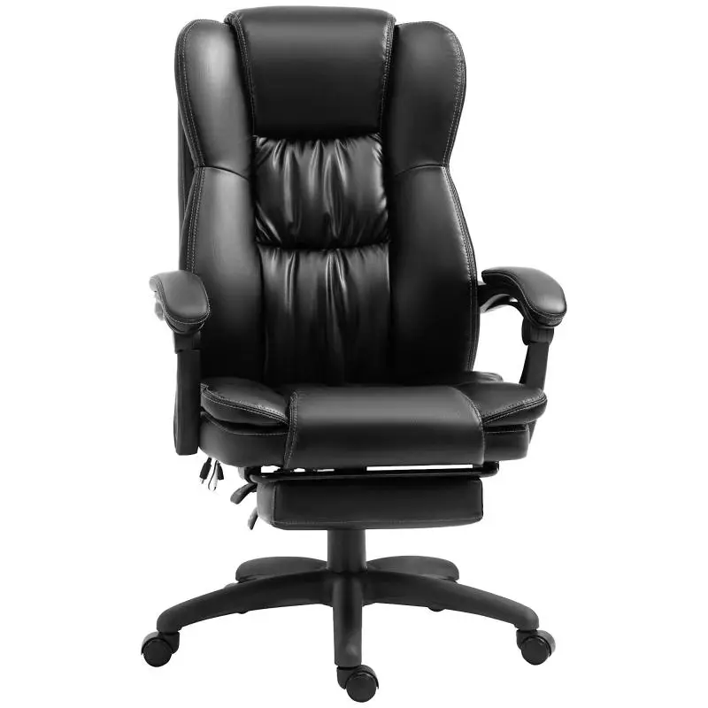 Height-Adjustable Office Chair with 6 Massage Points, Faux Leather, 68.5x68.5x113-121 cm, Black
