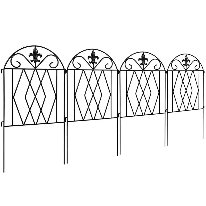 Set of 4 Metal Garden Fences (125x56 cm) – Durable, Easy-to-Install Arched Design for Patio and Lawn – Black