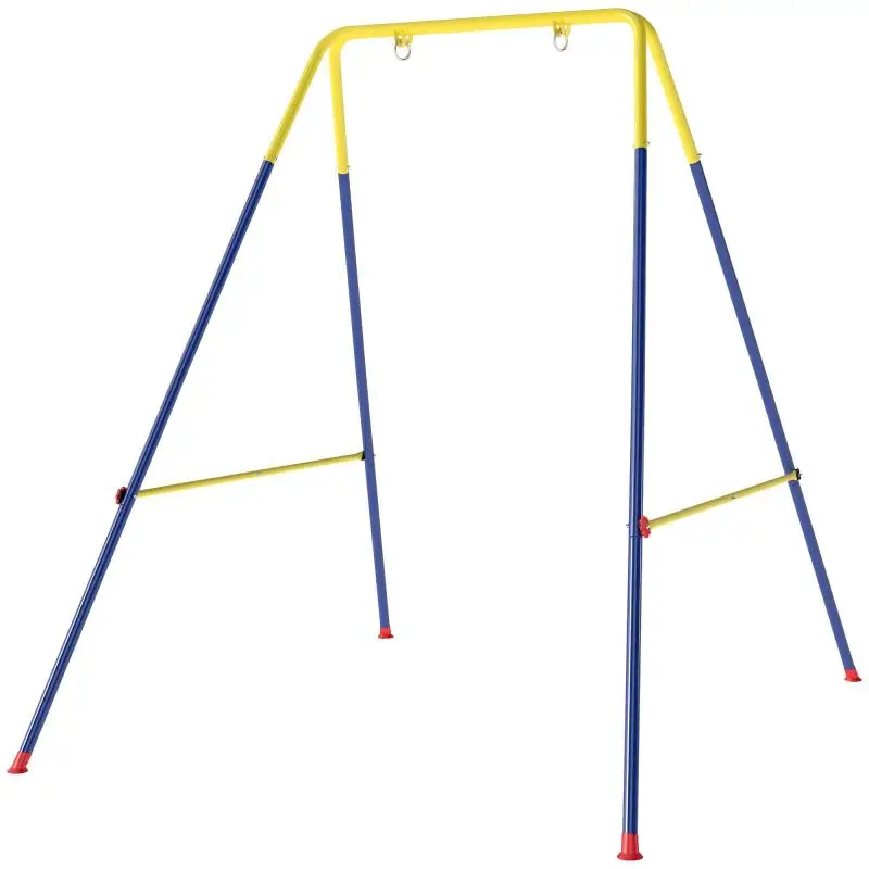 Foldable A-Frame Childrens Swing Set – Sturdy, 50 kg Capacity, Includes 2 Hooks & 4 Stakes – 128 x 155 x 157 cm – Blue