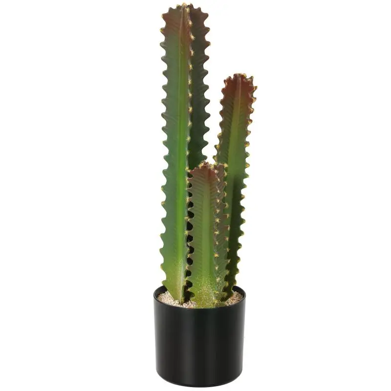 66 cm Artificial Cactus – Decorative Artificial Plant with Pot and 3 Stems for Indoor Decor