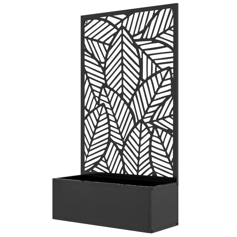 Planter with Metal Screen – Wall-Mounted or Freestanding Urban Garden for Plants or Decoration – 61x23x113 cm – Black