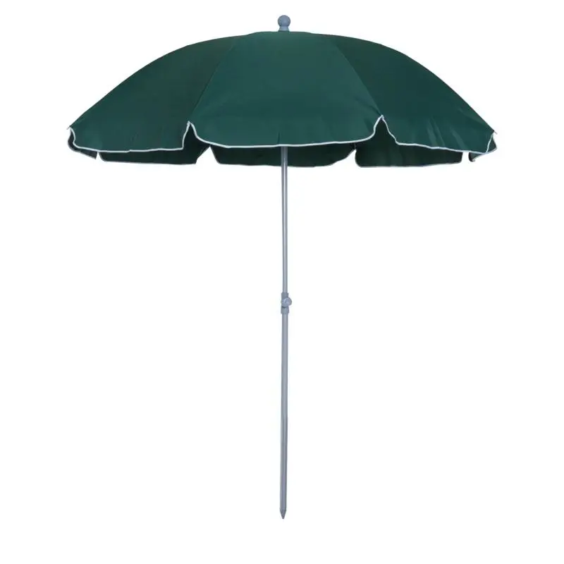 Green Garden Beach Umbrella (Ø202 cm) with Tilt Mechanism, Detachable Pole, and Bottom Spike