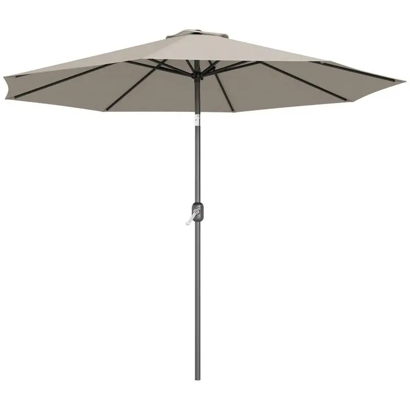 Garden Parasol (Ø295x250 cm) with Crank, Tilt Mechanism, and Detachable Metal Pole – Light Grey