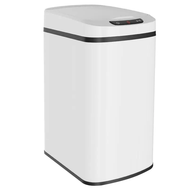 12L Infrared Trash Can with Removable Inner Bucket – Stainless Steel, ABS, and PP – 28x22x41 cm – White
