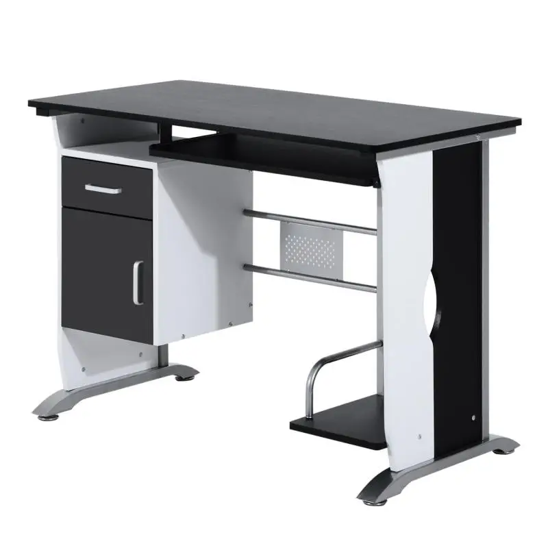 Stylish MDF computer desk (100L x 52W x 75H cm) – black and white