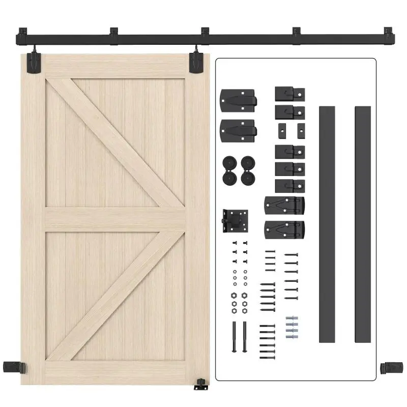 Heavy-duty Sliding Door Hardware Kit for Single Door, 244 cm, Black