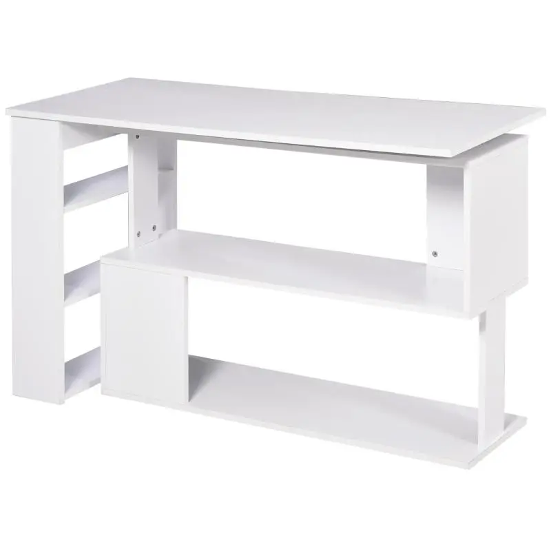 Corner Desk with 5 Shelves, 120 x 100 x 74.5 cm, White