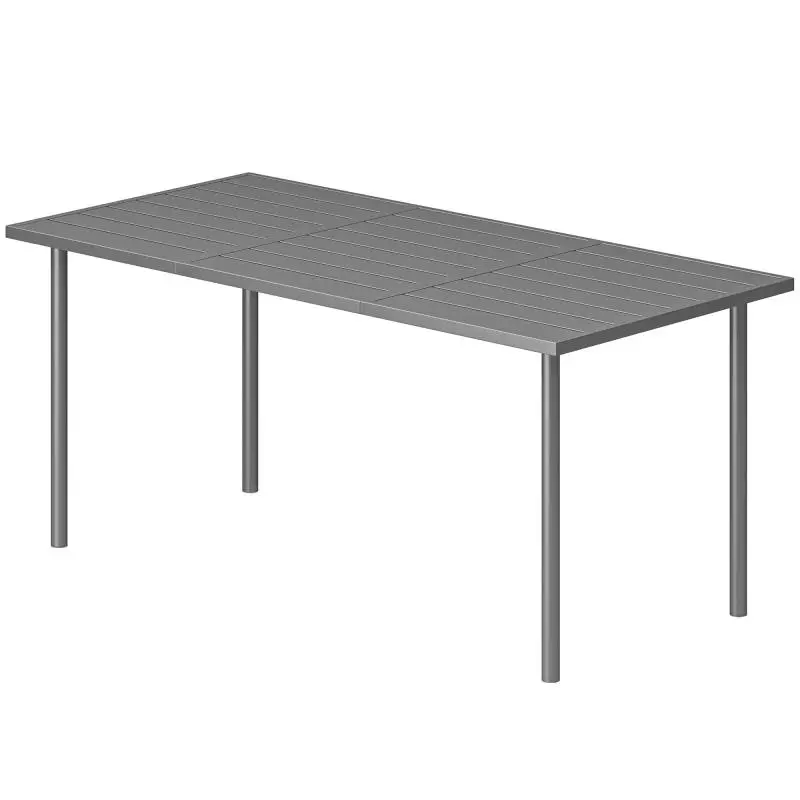6-person garden table, 165 x 80 cm, rectangular outdoor dining table with metal slat top