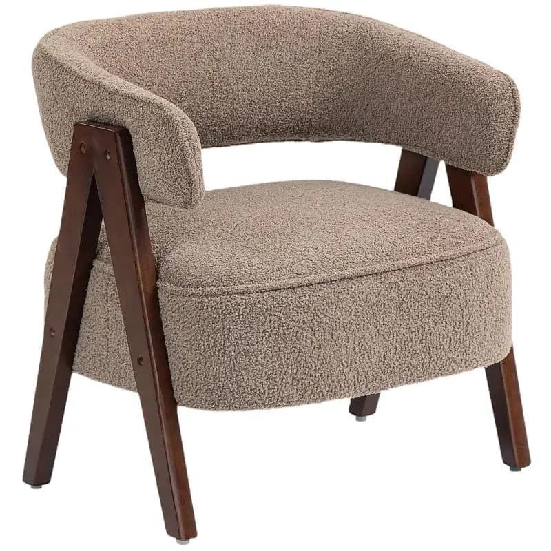 Bouclé fabric lounge chair, padded chair, wide seat, ergonomic backrest, 70 x 64 x 71 cm