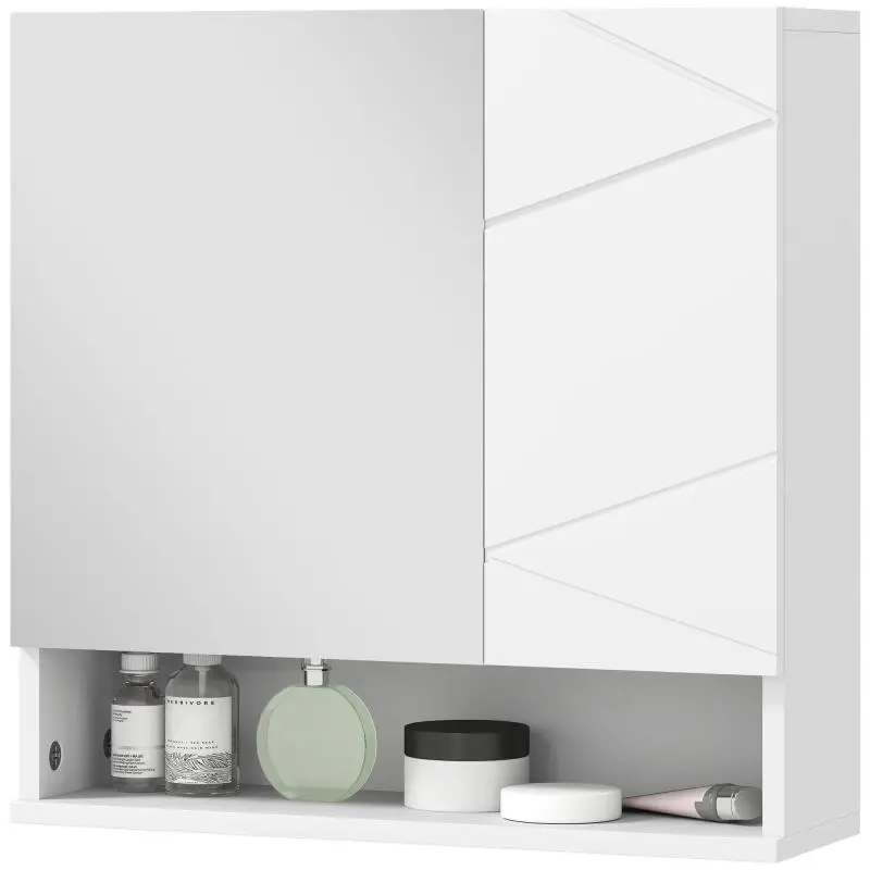 White 2-door mirrored bathroom wall cabinet/storage cupboard