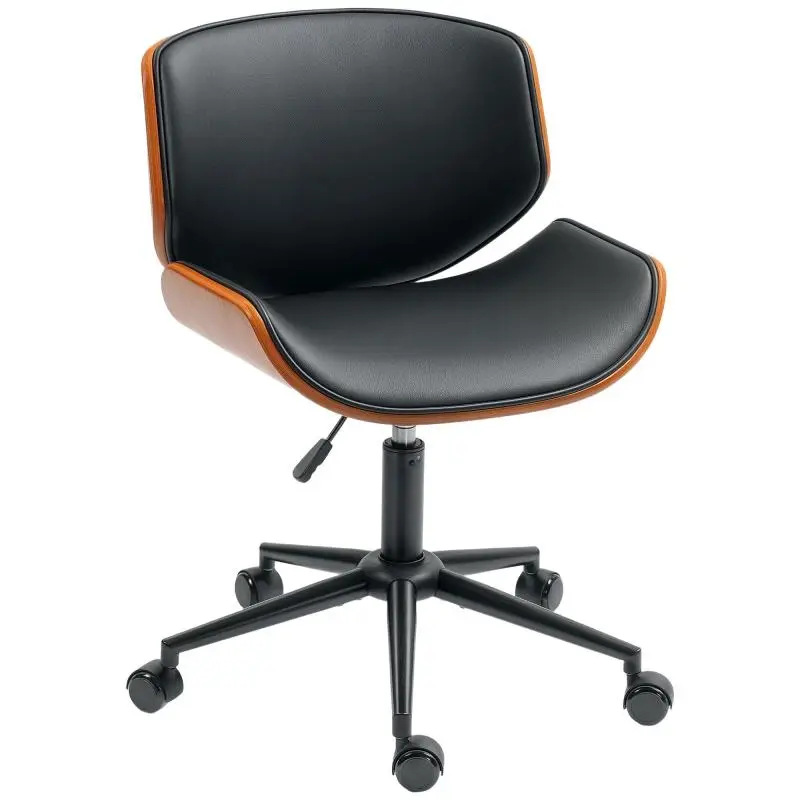 Armless office chair, ergonomic office chair, height-adjustable and 360 Degrees swivel, 52x54x84cm, black