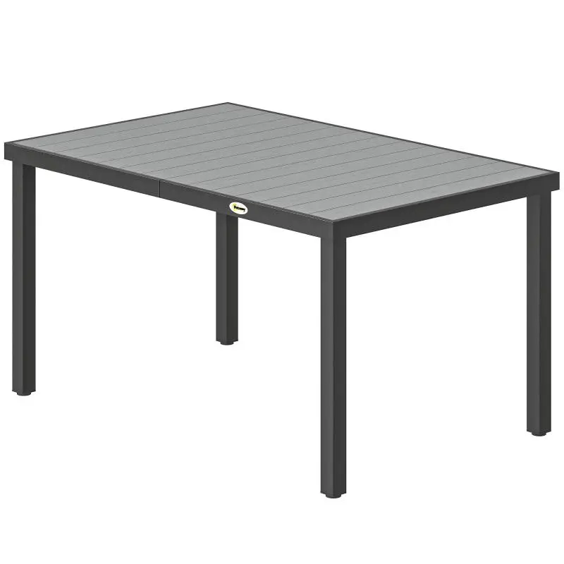 Garden table for 4 to 6 people, outdoor dining table with slatted top, 140 x 90 x 74 cm, grey
