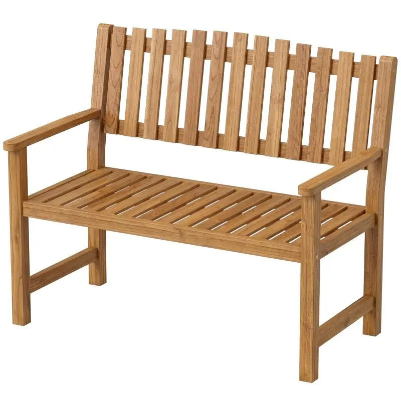 2-Seater Garden Bench / Patio Bench – Max.Load 320 kg – With Armrests – 112 x 64 x 92 cm – Natural Acacia Wood