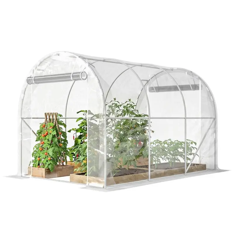 6m² Garden Tunnel Greenhouse (195 x 295 x 195 cm) – Galvanized Steel Frame, Transparent 150g/m² PE Cover