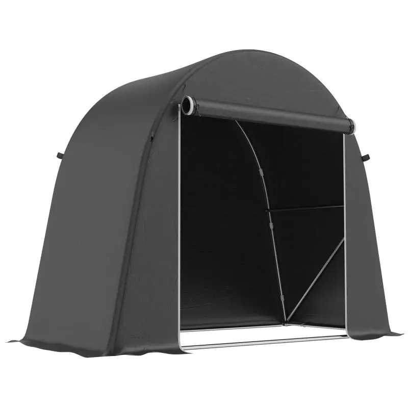 Waterproof garden storage tent / motorcycle shelter with roll-up zippered door, 245 x 120 x 200 cm, dark grey