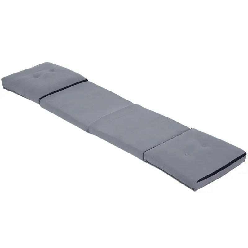 5-position Adjustable Backrest Foldable Corduroy Floor Chair, Size: 59 x 230 x 15 cm, Grey