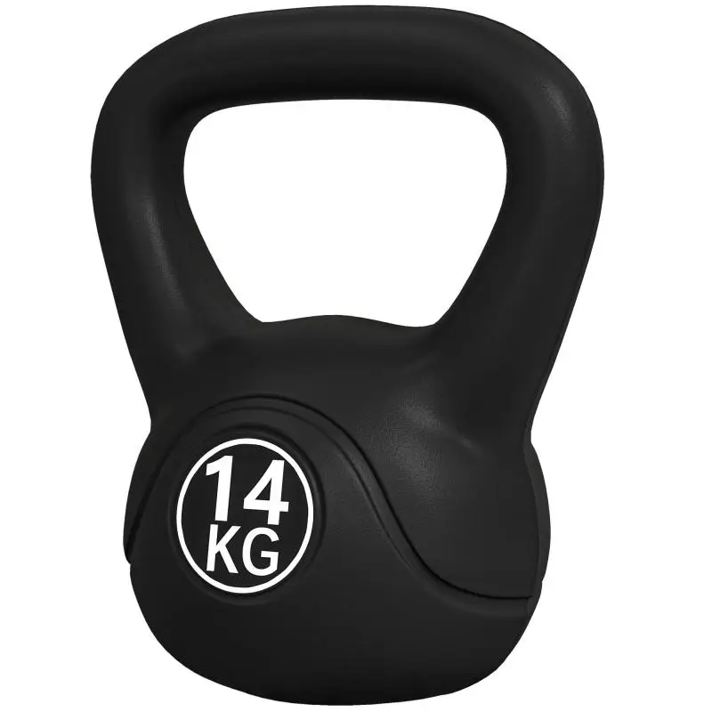 14 kg kettlebell, weight with ergonomic handle, ball-style weight, strength training, workout, 27 x 21 x 31 cm, black