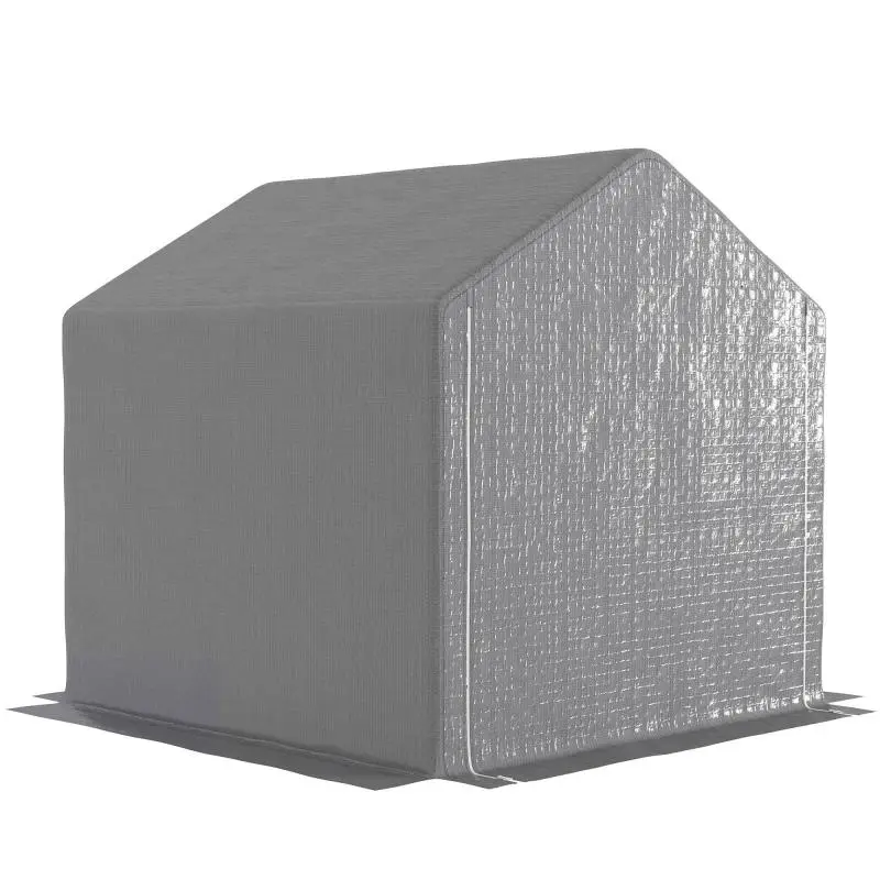 2 x 2 x 2 m garden shed / outdoor bike shelter with galvanized steel frame, waterproof and UV-resistant – grey