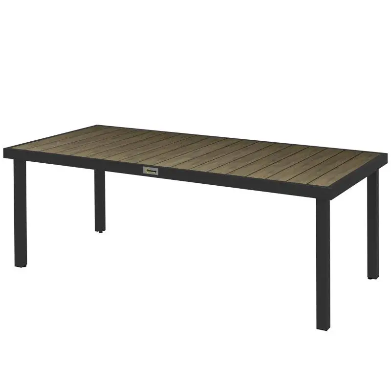 Rectangular aluminum garden table for 8 people – outdoor dining table with slatted PE tabletop