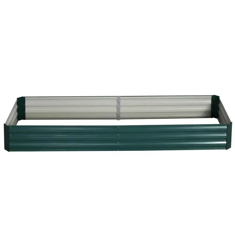 Outdoor Raised Garden Bed – Corrugated Steel – Dark Green – 241L x 90W x 30H cm