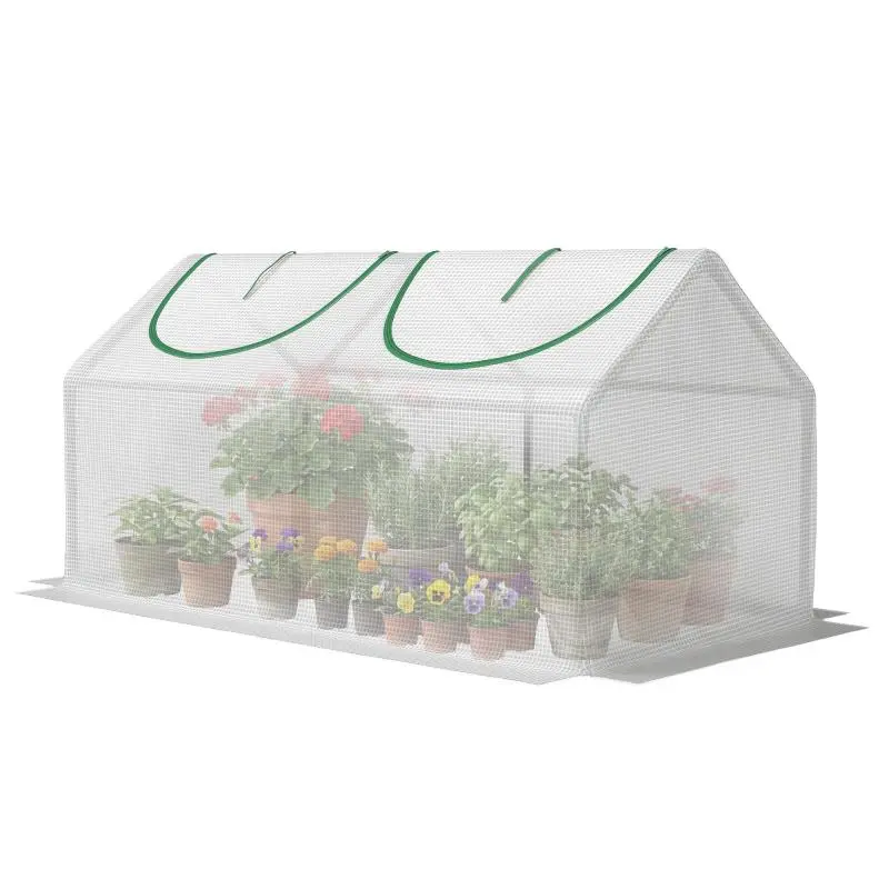 Mini garden greenhouse, 2 roll-up windows, high-density 140 g/m² PE cover, 120 x 60 x 60 cm, white