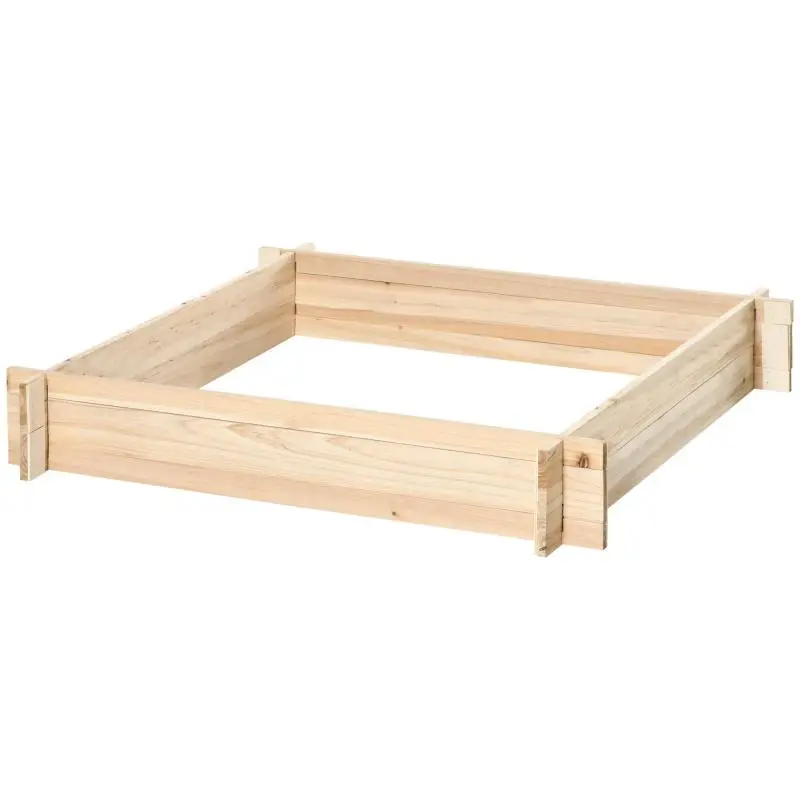 Easy-to-assemble, bottomless square wooden garden planter (100 x 100 x 16 cm) made of natural solid wood.