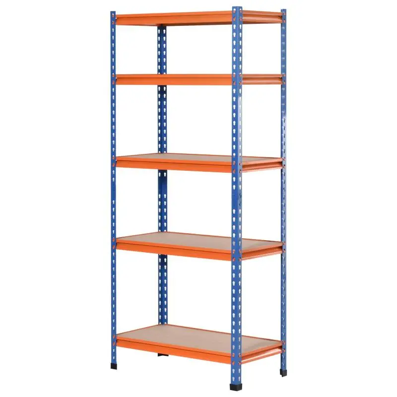 5-Tier Metal Garage Shelving Unit, 1500 kg Capacity, 80 x 40 x 182 cm, Blue/Orange