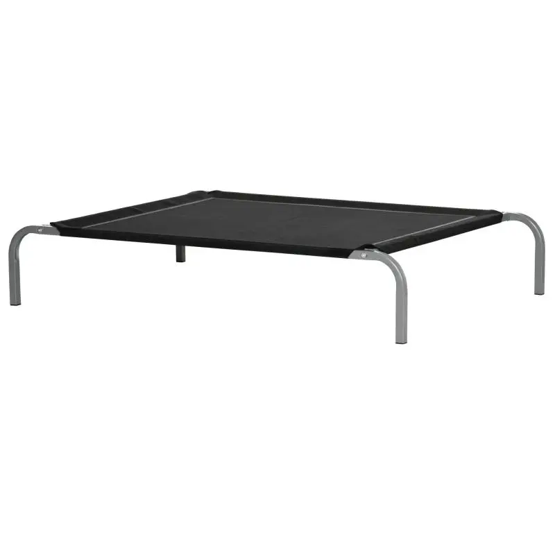 XL Raised Dog & Cat Bed – High Comfort Cot-Style Bed (110 x 75 x 20 cm) – Black Micro-Perforated Textilene
