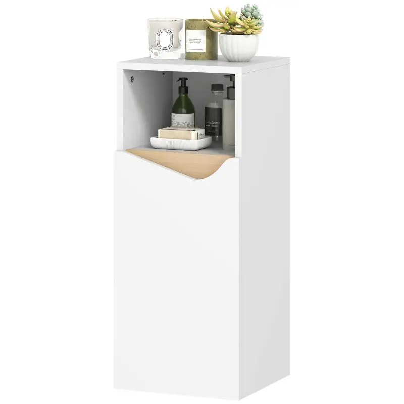 Narrow Bathroom Cabinet with Adjustable Shelves and Open Compartment, 30 x 30 x 71.5 cm, White