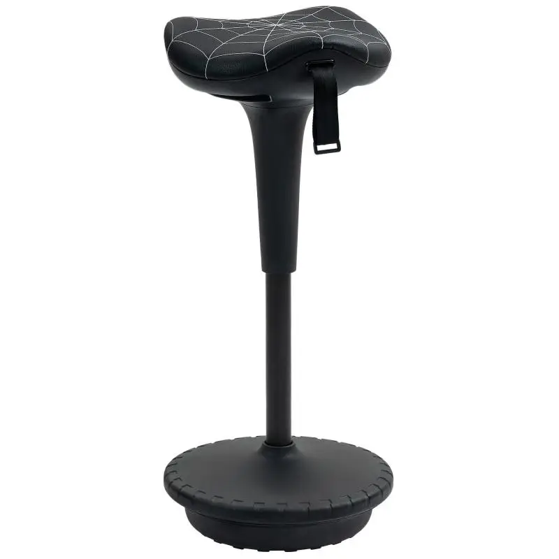 Swivel office stool, ergonomic stool, height-adjustable (65.5–83.5 cm), 120° tilt, black