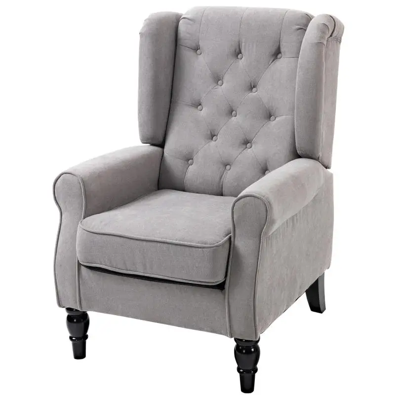 Wingback armchair with armrests, lounge chair with cushion, tufting, and high backrest; armchair with wooden legs, relaxation chair for living room or bedroom