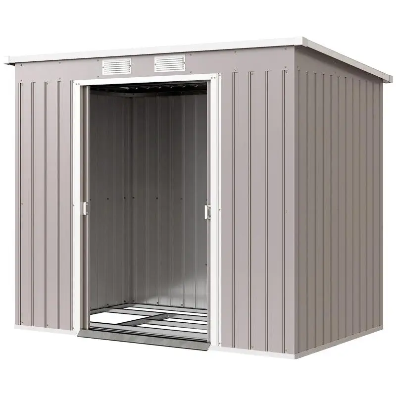 Garden shed with ventilation windows, sliding doors, galvanized steel, 213 x 130 x 172 cm