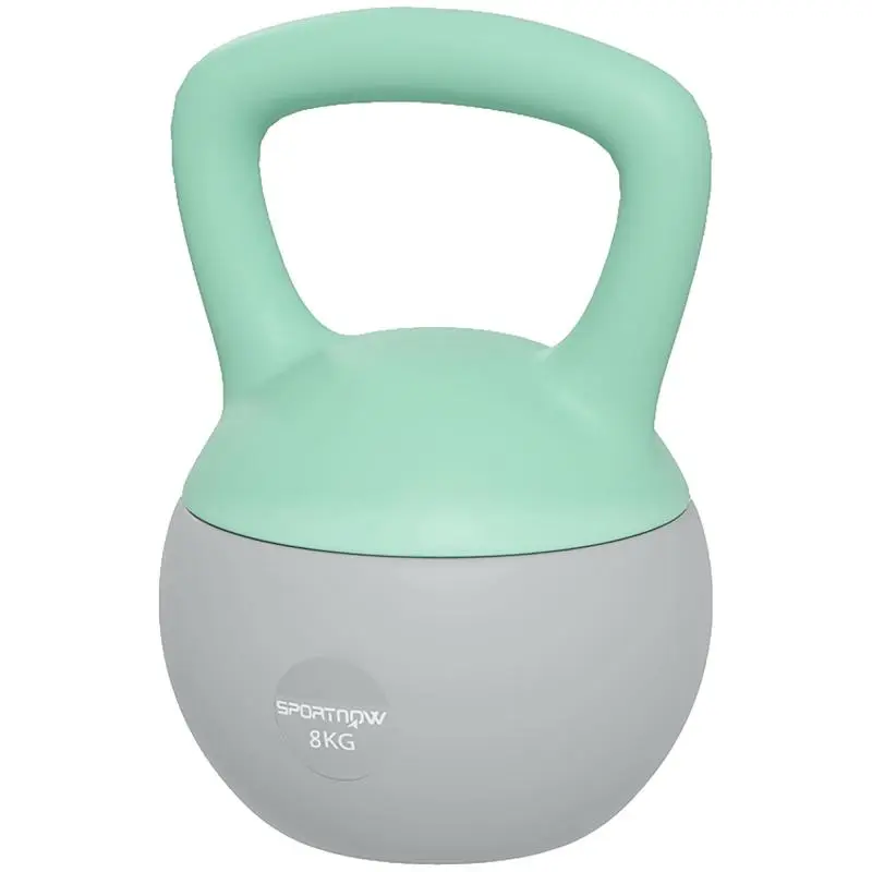 8 kg Kettlebell – Metal Sand-Filled with Non-Slip Handle for Home Use (19x19x28 cm) – Green and Grey