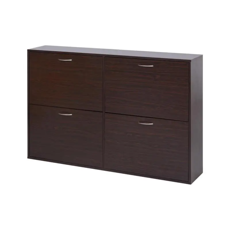 Space-Saving 24-Pair Shoe Cabinet with Adjustable Shelves and 4 Drawers, Wooden, 120x24x81cm, Brown