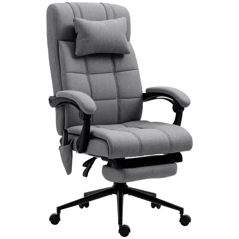 Reclining and Heated Office Chair with 6 Massage Points and 5 Modes, Grey