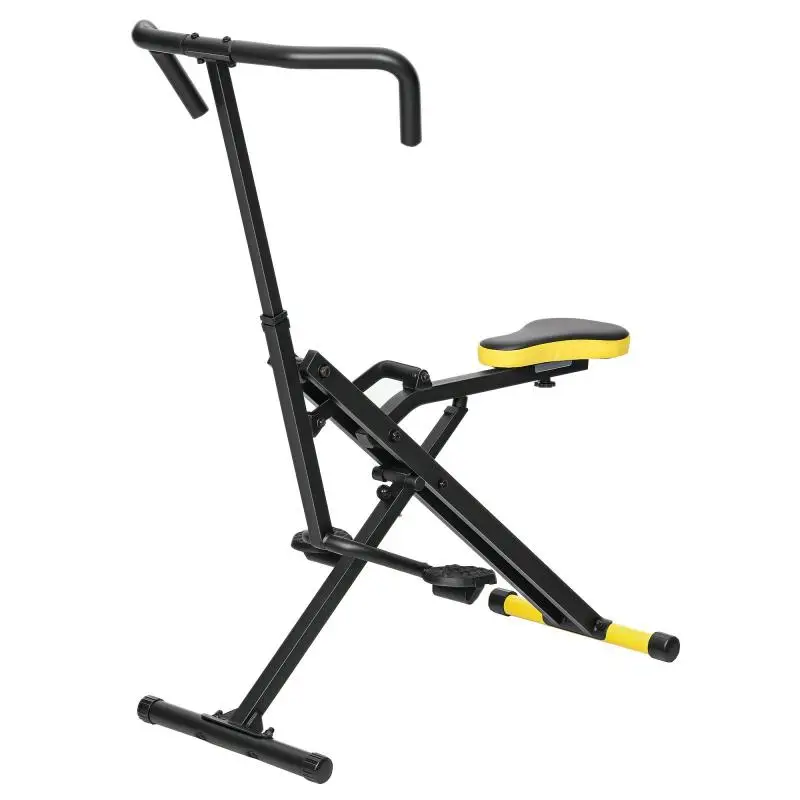 Foldable Total Crunch Machine with Adjustable Seat, Metal and Plastic, 57x105x115 cm, Yellow