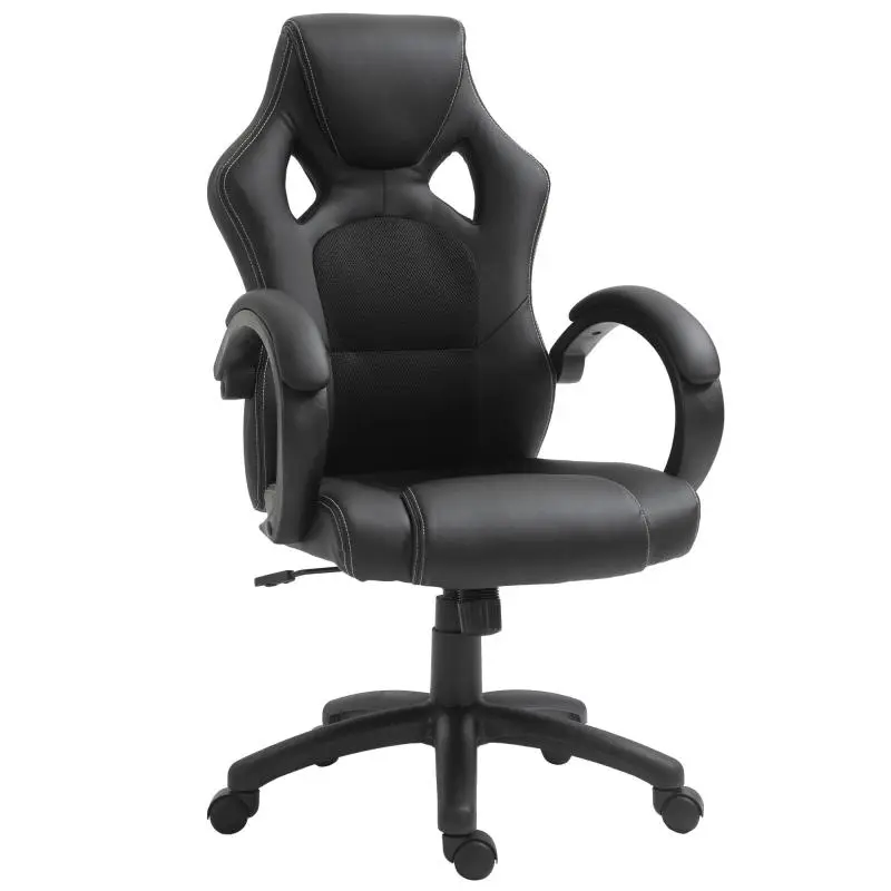 Height-Adjustable Gaming Chair, Office Chair with Rocking Function, Swivel and Reclining, 71x61x108-118 cm, Black