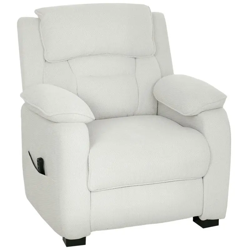 Electric Recliner Armchair with USB Port, Footrest, Side Pockets, and Remote Control – Cream (86x90x103cm)