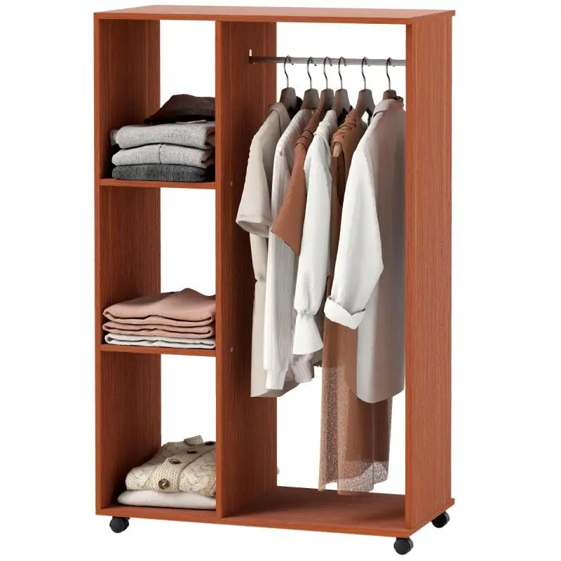 Mobile Storage Wardrobe – Particleboard – Walnut Finish