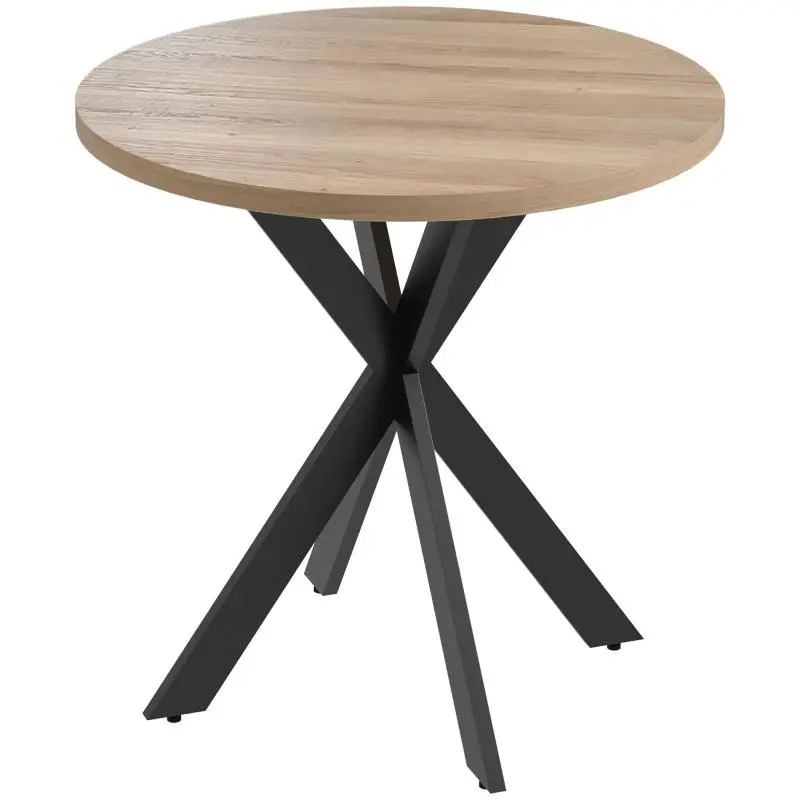 Modern 75 x 75 cm round dining/kitchen table for 2–4 people with spider-style base – Brown